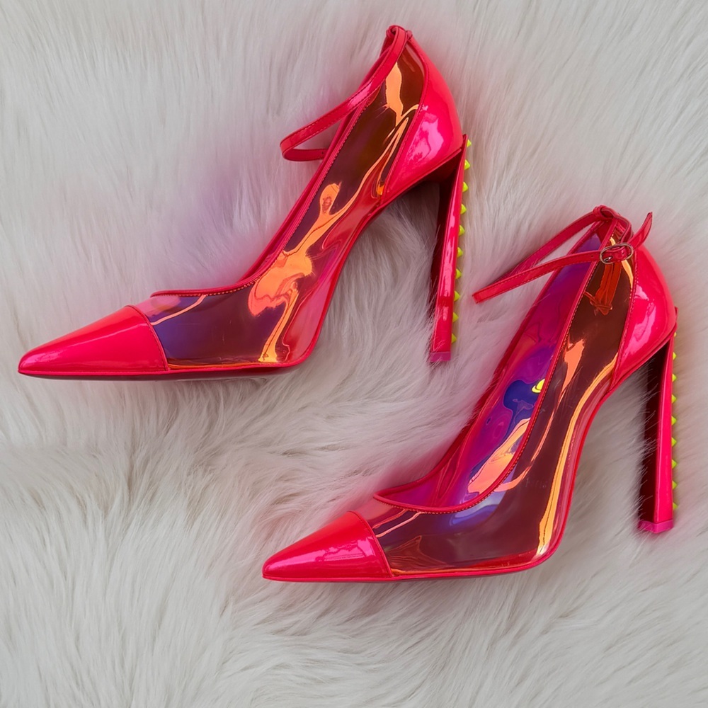 Christian Louboutin Debout Condorapik 100 Hot Pink Vinyl Patent Leather Pump 39 - Picture 5 of 12